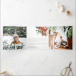 Cartão De Festividades Com Dobra Tripla Feliz Natal Poinsettia Pine 3 Photo Watercolor<br><div class="desc">Se precisar de mais alguma personalização,  por favor,  sinta-se à vontade para me enviar uma mensagem em yellowfebstudio@gmail.com.</div>