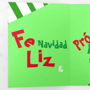 Cartão De Festividades Com Dobra Tripla Feliz Navidad Foto Feriados no Natal em Espanha