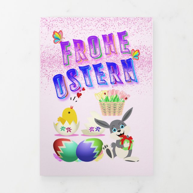 Cartão De Festividades Com Dobra Tripla Feliz Páscoa (Cobrir)
