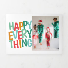 Cartão De Festividades Com Dobra Tripla Feliz Tudo Feliz e Perfeito Natal