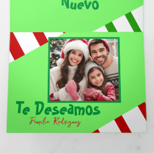 Cartão De Festividades Com Dobra Tripla Feriados de Natal em espanhol para Feliz Navidad