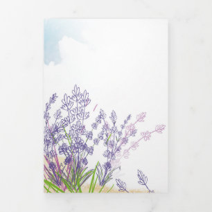 Cartão De Festividades Com Dobra Tripla flor de lavanda
