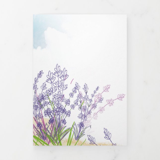 Cartão De Festividades Com Dobra Tripla flor de lavanda (Cobrir)