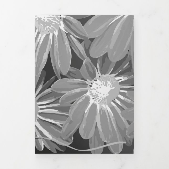 Cartão De Festividades Com Dobra Tripla Flores Vermelhas e Amarelas 2 (Cobrir)