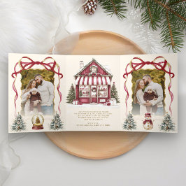Cartão De Festividades Com Dobra Tripla Foto da Loja de Brinquedos de Natal do Arco Burgun