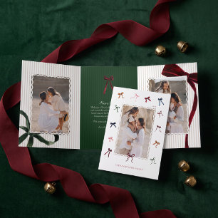 Cartão De Festividades Com Dobra Tripla Foto de Arcos de Natal em Aquarela Festiva Elegant