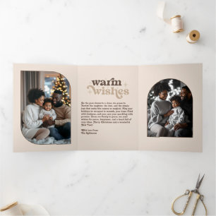 Cartão De Festividades Com Dobra Tripla Foto de Natal com Vibes Aconchegantes de Inverno c