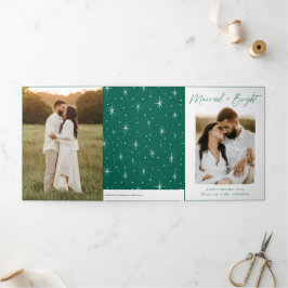 Cartão De Festividades Com Dobra Tripla Foto de Script Verde Seco e Brilhante 4