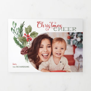 Cartão De Festividades Com Dobra Tripla Foto do Script Floral de Natal Floral do Arch Mode