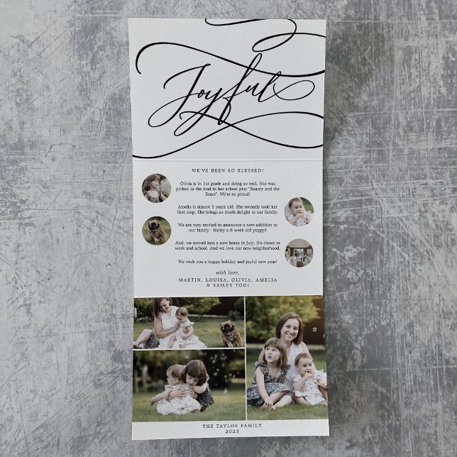 Cartão De Festividades Com Dobra Tripla Foto Romântica de Natal Feliz (Criador carregado)