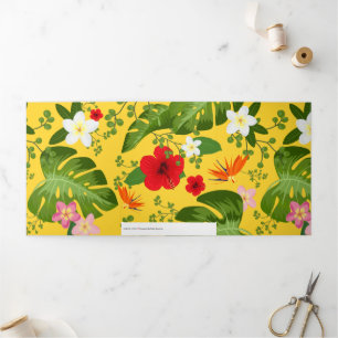 Cartão De Festividades Com Dobra Tripla Fundo de Flores Tropicais 10