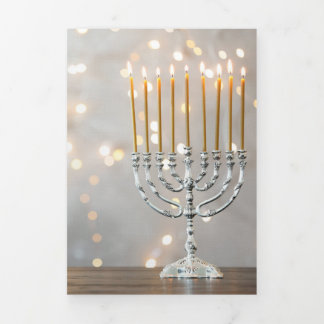 Cartão De Festividades Com Dobra Tripla Hanukkah