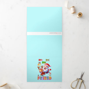 Cartão De Festividades Com Dobra Tripla Ho Ho Ho Meu Querido Amigo