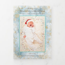 Cartão De Festividades Com Dobra Tripla Jornal de Natal Ano em Revisão Fotografias Congela