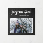 Cartão De Festividades Com Dobra Tripla Joyeux Noel | Vintage Multi-Foto do Chalkboard<br><div class="desc">Joyeux Noel | Vintage Multi-Foto do Chalkboard</div>