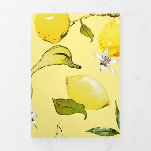 Cartão De Festividades Com Dobra Tripla Limões de aquarela 15