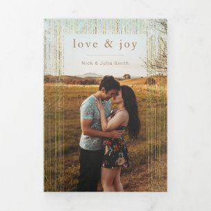 Cartão De Festividades Com Dobra Tripla Linhas e fotos Douradas do Abstrato moderno