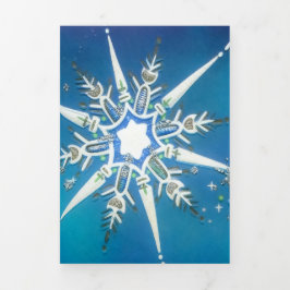 Cartão De Festividades Com Dobra Tripla Mid-Century Modern Snowflake Wishes