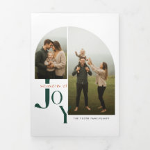 Natal em Família Minimalista com 2 Fotos Verdes