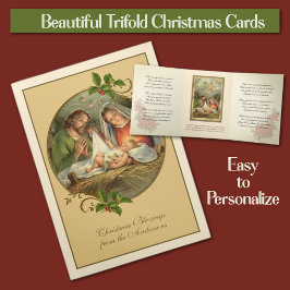 Cartão De Festividades Com Dobra Tripla Natal religioso Jesus Virgem Maria São José