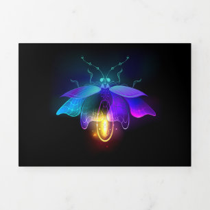 Cartão De Festividades Com Dobra Tripla Neon Firefly a preto
