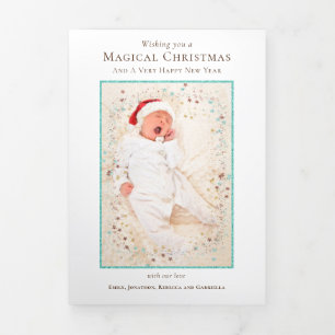 Cartão De Festividades Com Dobra Tripla Newsletter de Natal Ano em Revisão 11 Fotos