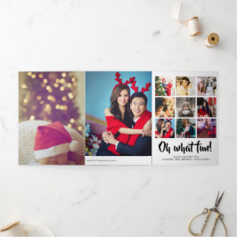 Cartão De Festividades Com Dobra Tripla Oh Que Foto Divertida Personalizada Natal
