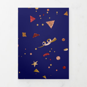 Cartão De Festividades Com Dobra Tripla Ornamentos Celebratórios 7