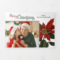 Ortografia feliz de Natal com foto de Poinsettia