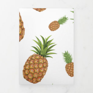 Cartão De Festividades Com Dobra Tripla Padrão de abacaxi aquarela 1