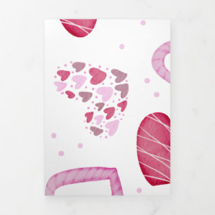 Cartão De Festividades Com Dobra Tripla Padrão de Corações 36