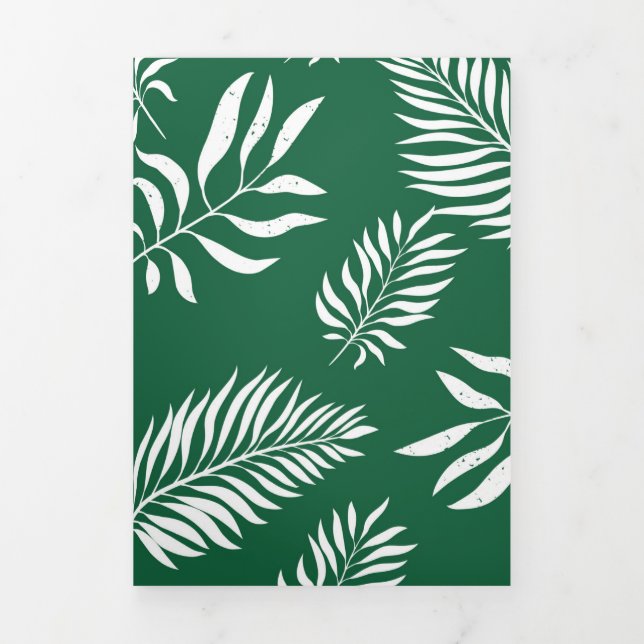 Cartão De Festividades Com Dobra Tripla Padrão de Folhas 12 (Cobrir)