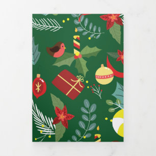 Cartão De Festividades Com Dobra Tripla Padrão de Natal 5