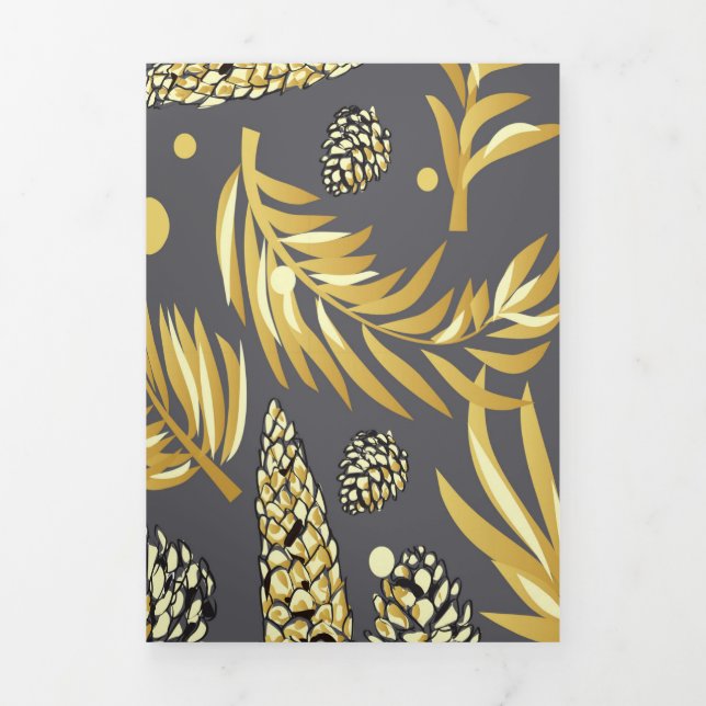 Cartão De Festividades Com Dobra Tripla Padrão de Natal, Pine Snow 2 (Cobrir)