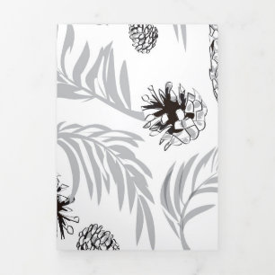 Cartão De Festividades Com Dobra Tripla Padrão de Natal, Pine Snow 7