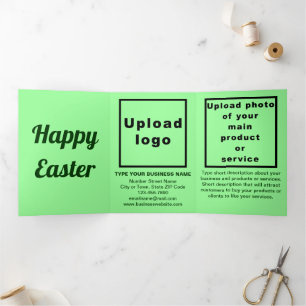 Cartão De Festividades Com Dobra Tripla Páscoa Feriado Comercial Verde Claro