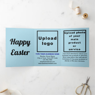 Cartão De Festividades Com Dobra Tripla Páscoa Feriado de Negócios Azul Claro