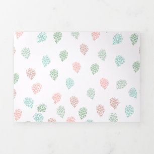 Cartão De Festividades Com Dobra Tripla Pinho de Natal pintado à mão Cones Pastel Multicol