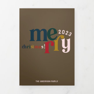 Cartão De Festividades Com Dobra Tripla Pink Vintage - Feliz Natal Multifoto