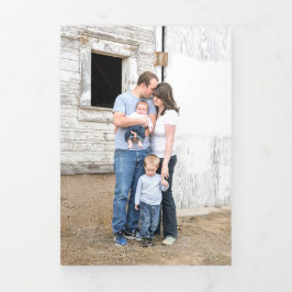 Cartão De Festividades Com Dobra Tripla Placa de Aquarela de Árvore Evergreen com Três Vez