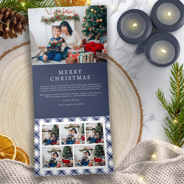 Cartão De Festividades Com Dobra Tripla Placa triplo Natal do marinho (Navy Christmas Tri-fold Card
)