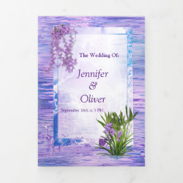 Cartão De Festividades Com Dobra Tripla Reflexões De Água Muito Peri-Azul-Violeta H