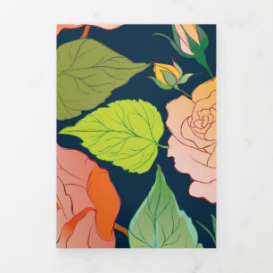 Cartão De Festividades Com Dobra Tripla Rosas 15