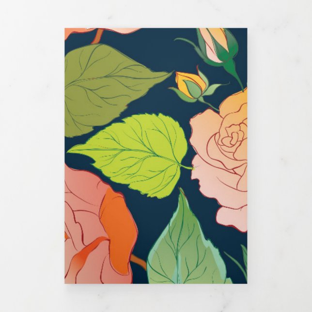 Cartão De Festividades Com Dobra Tripla Rosas 15 (Cobrir)