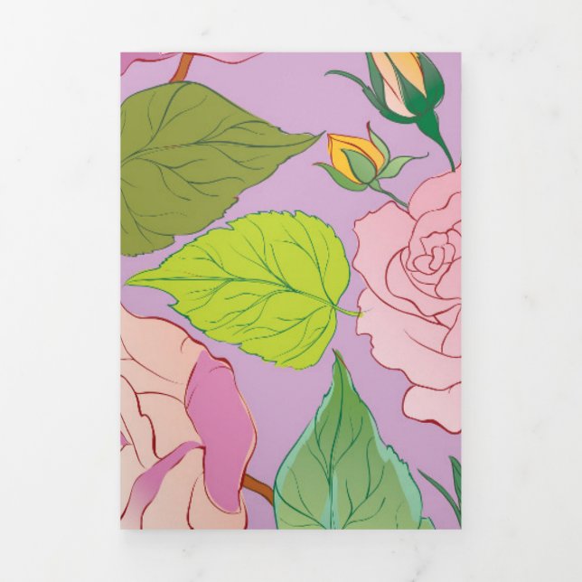 Cartão De Festividades Com Dobra Tripla Rosas 18 (Cobrir)