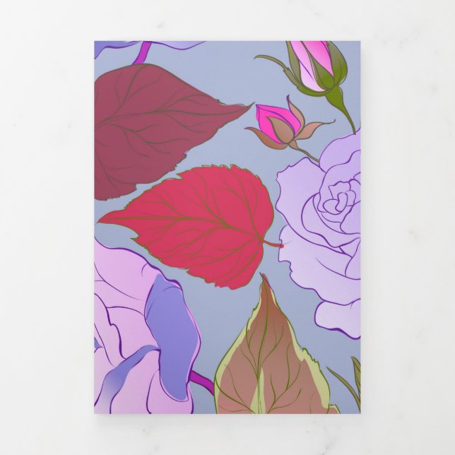 Cartão De Festividades Com Dobra Tripla Rosas 29 (Cobrir)