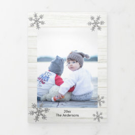 Cartão De Festividades Com Dobra Tripla Silver Snowflake - Natal Russo 3 Foto