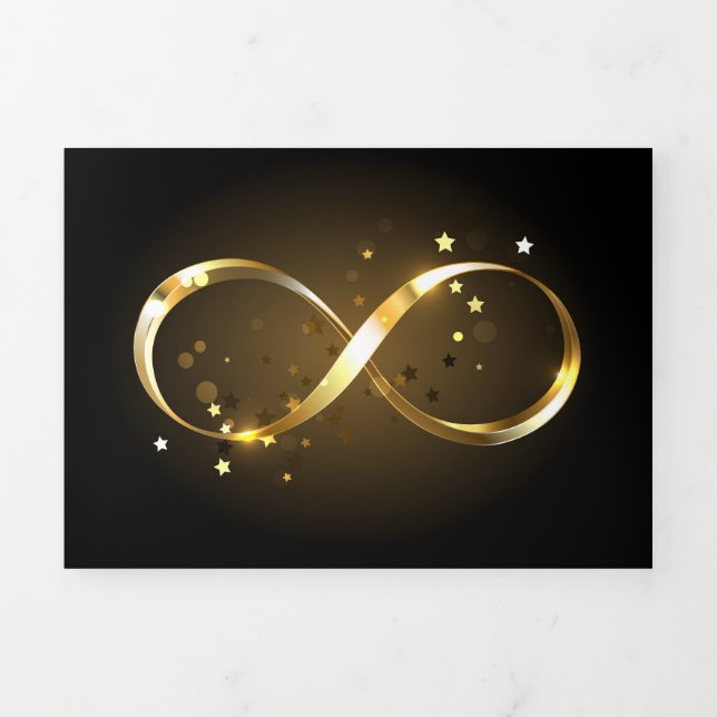 Cartão De Festividades Com Dobra Tripla Símbolo Infinity do ouro (Cobrir)