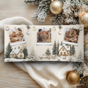 Cartão De Festividades Com Dobra Tripla Snowy Cottages Winter Village 4 Foto Natal