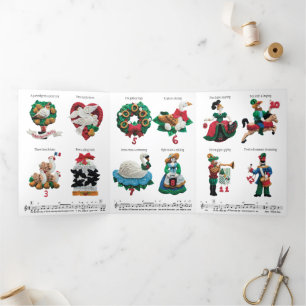 Cartão De Festividades Com Dobra Tripla Sua mensagem 12 Dias de Natal Tri-Fold Feriado